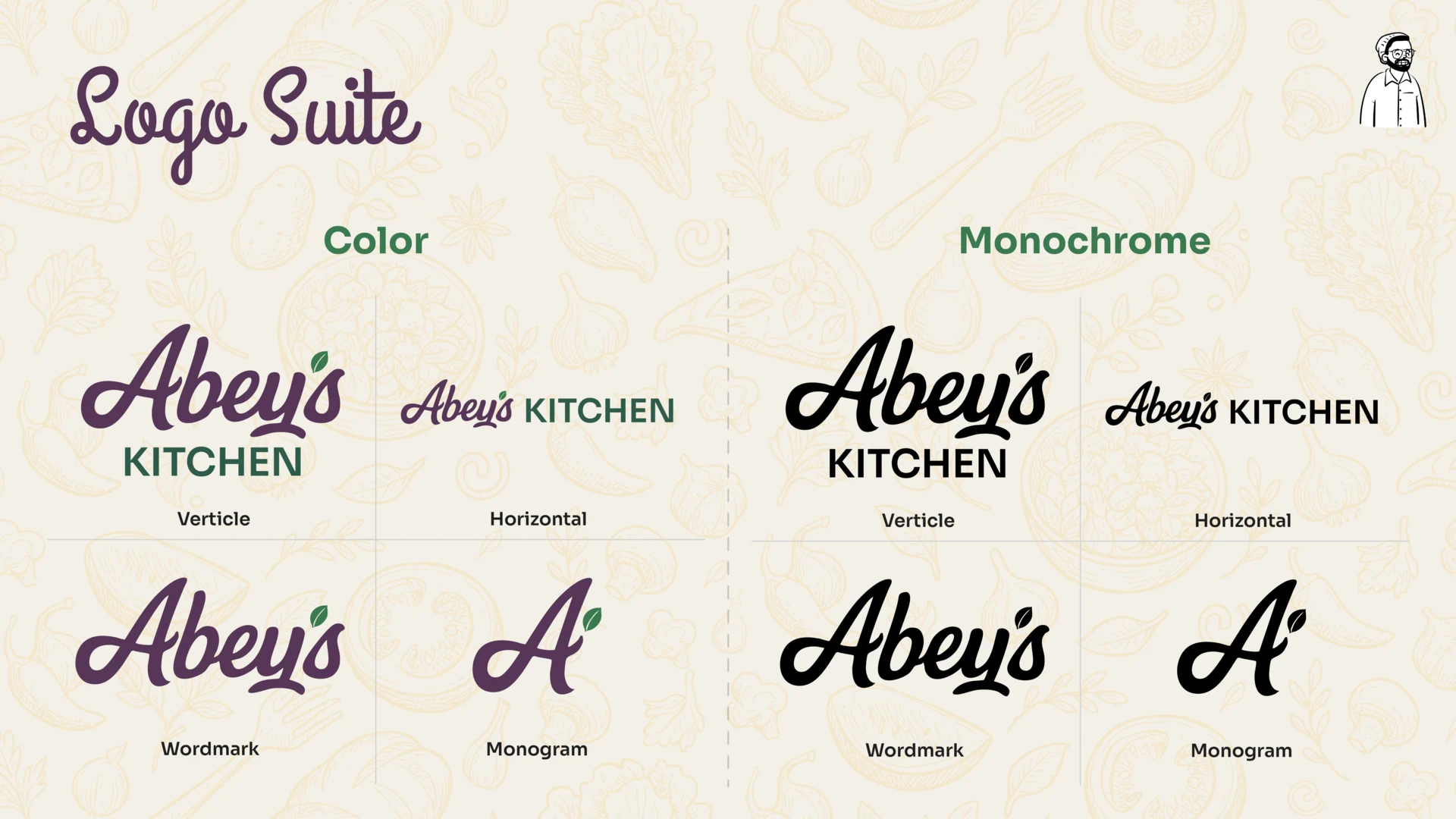 Logo suite showing colour and monochrome vertical, horizontal, wordmark and monogram lockups