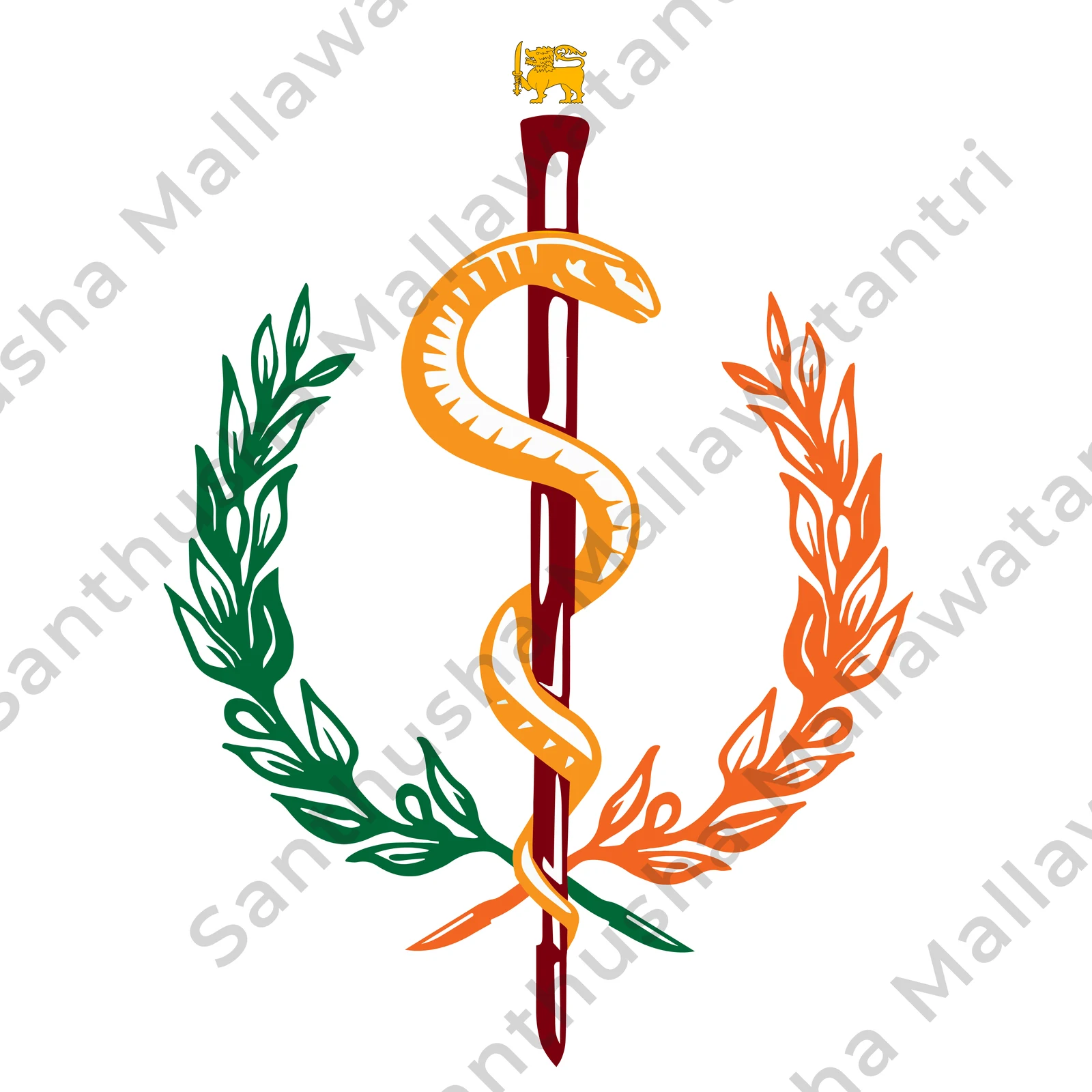 Early AGSSL circular identity exploration using maroon, orange and green inspired by Sri Lankan colours, shown with the designer's archival watermark.