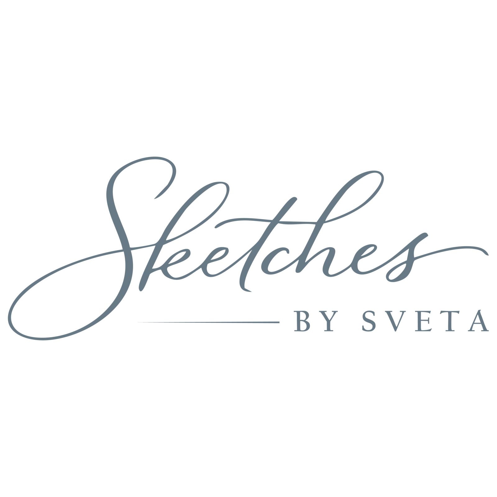 Primary Sketches by Sveta logo with a signature-style Sketches wordmark and spaced serif By Sveta