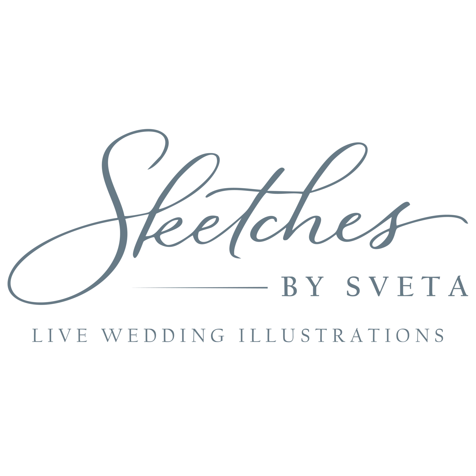Secondary Sketches by Sveta lockup including the descriptor live wedding illustrations