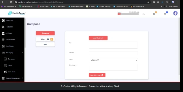 Original VAC compose message page with disconnected controls and weak form hierarchy